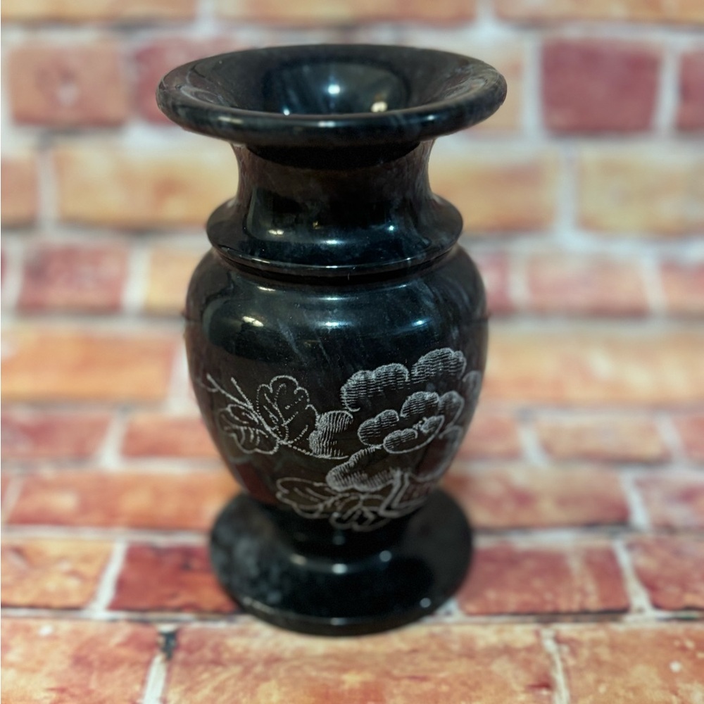Marble Black Floral Vase